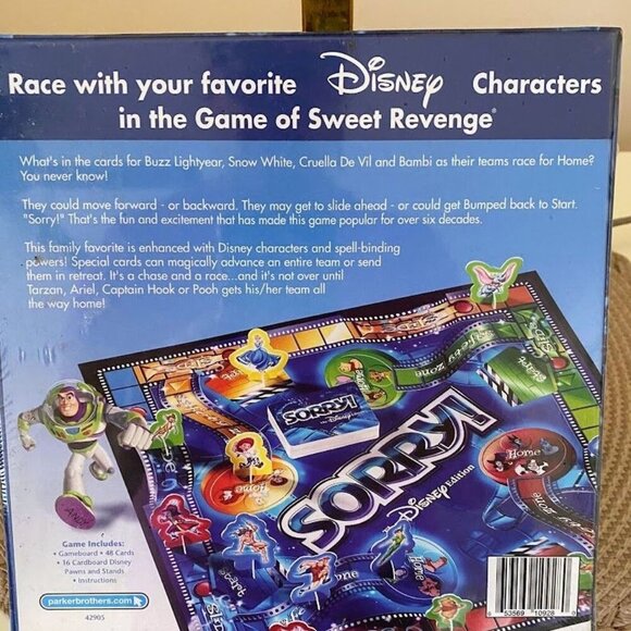Sorry! The Disney Edition Board Game Pint Size Ages 6+ Parker Brotheers Sealed - Picture 2 of 4